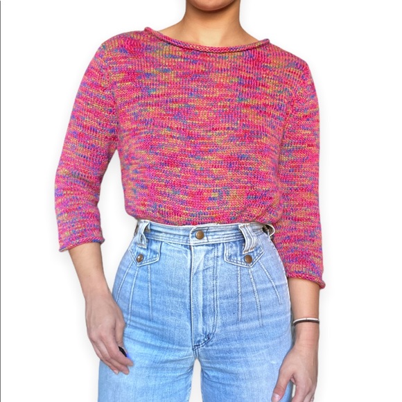 Vintage Y2K Rainbow Knit Boxy Sweater - Picture 2 of 7